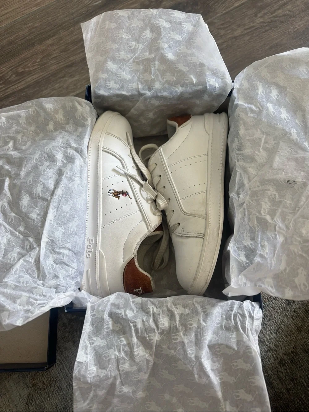 Polo Ralph Lauren Heritage Court III White/Tan Sneakers Kids Size 3